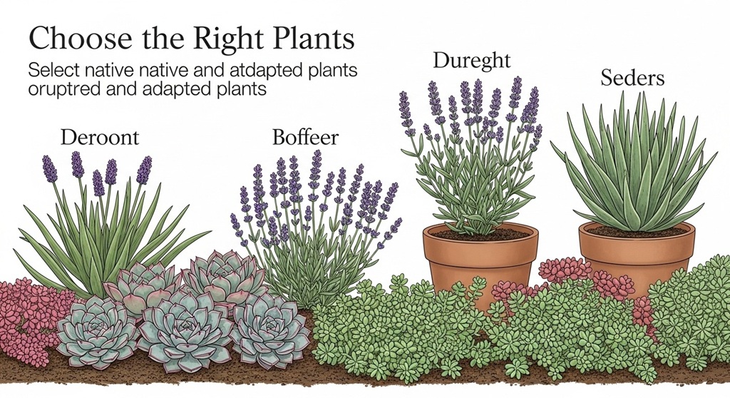 Drought-tolerant succulents in a water-efficient garden