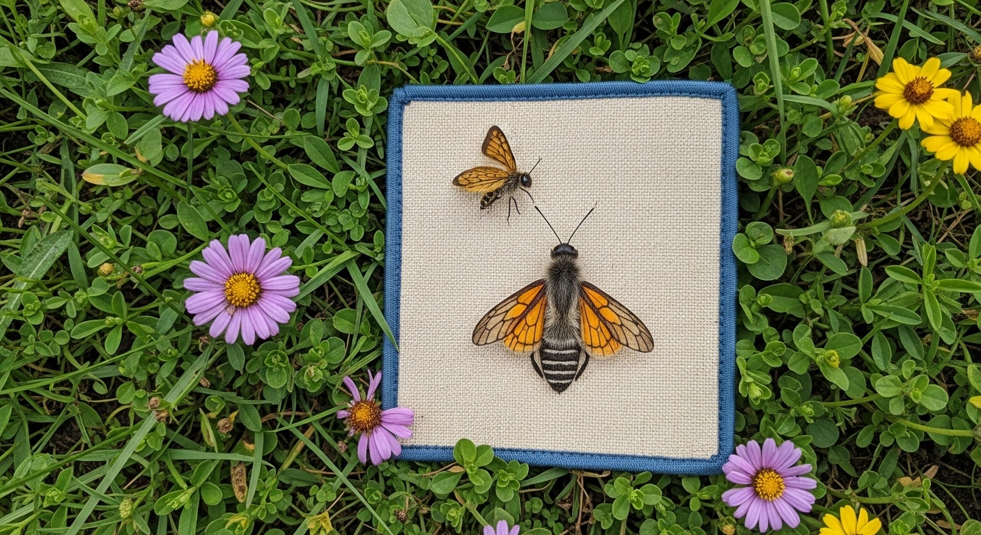 small backyard pollinator patch with clustered flowering plants