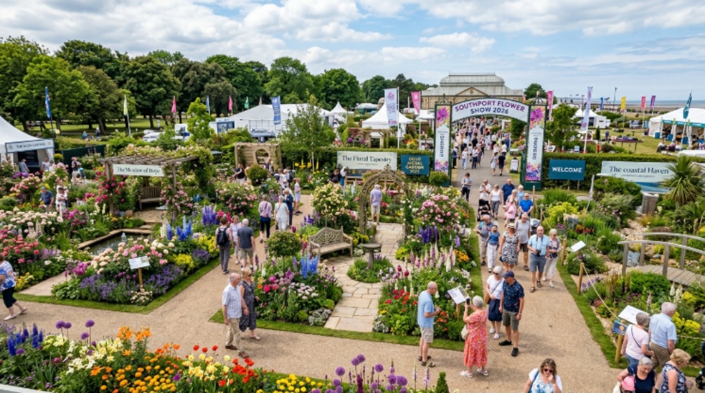 Colourful show gardens in full bloom at Southport Flower Show 2026, Victoria Park