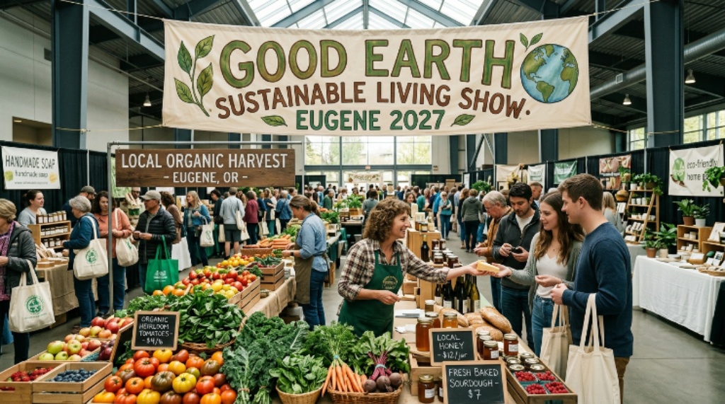 Organic food and local farm products on display at the Good Earth sustainable living show in Eugene 2027
